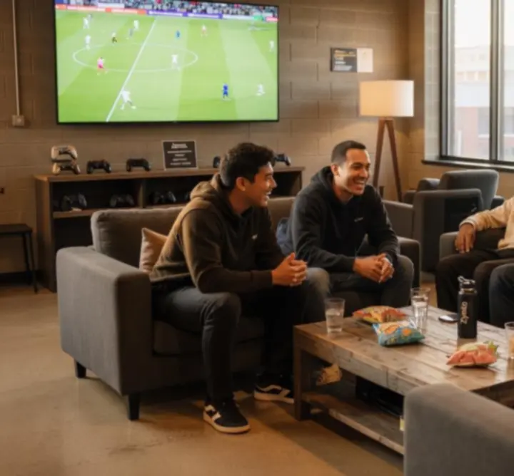 Członkowie Zynko Hub podczas wspólnej gry i oglądania sportu