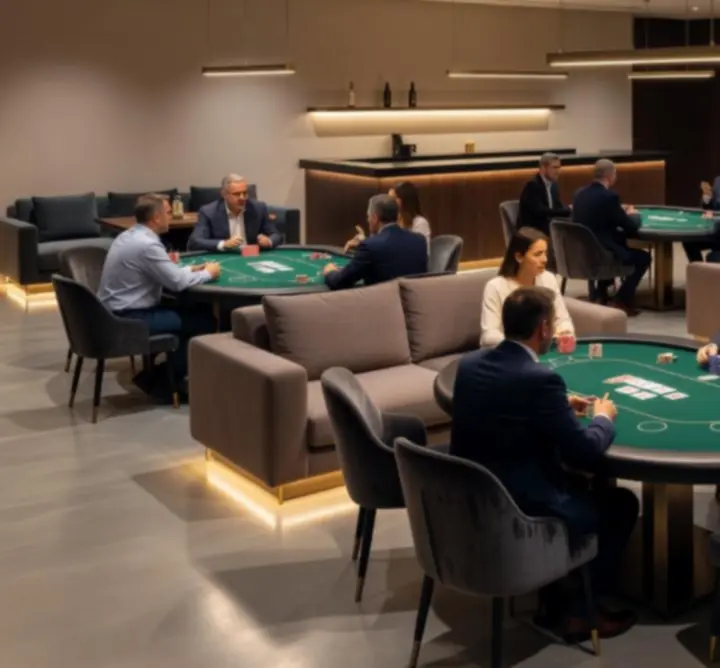 Lounge'owa przestrzeń Zynko Hub z wygodnymi miejscami do gry i oglądania sportu